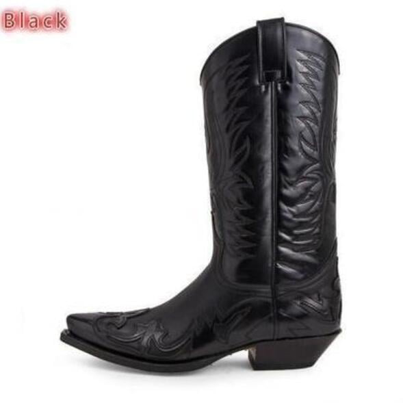 2024 men‘s new style men‘s boots fashion leather cowboy boots midheel