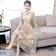 2024 modern cheongsam dress women lace qipao flower qipao party vintage ao dai dress elegant party dress oriental qipao
