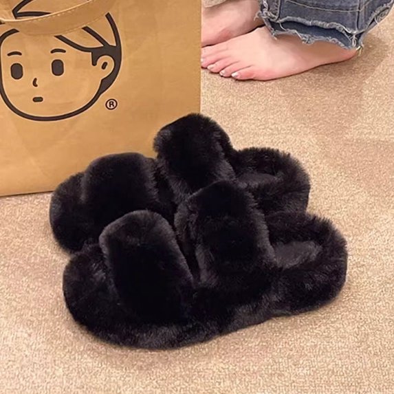 2024 new Plush warm Home flat slippers Lightweight soft comfortable winter slippers Women's cotton shoes Indoor plush slippers (8812,41)