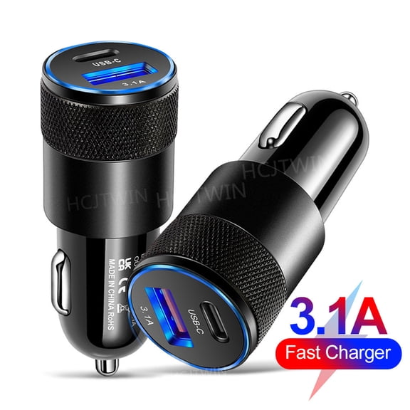 2024 new USB C Car Charger, Dual USB-C and USB-A Car Power Adapter PD/QC Fast Charging Cigarette Lighter for iPhone 15/14/13/12/11/Pro Max, iPad, Samsung Galaxy S24/S23/S22/S21, Google Pixel, Android
