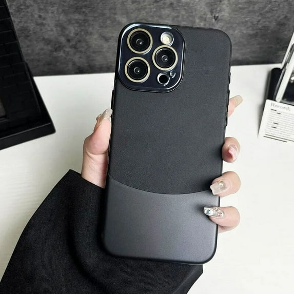 2024 new original Pu crystal lens protective film spell color matte mobile phone case for iPhone 15 14 13 12 Pro Max Plus cover