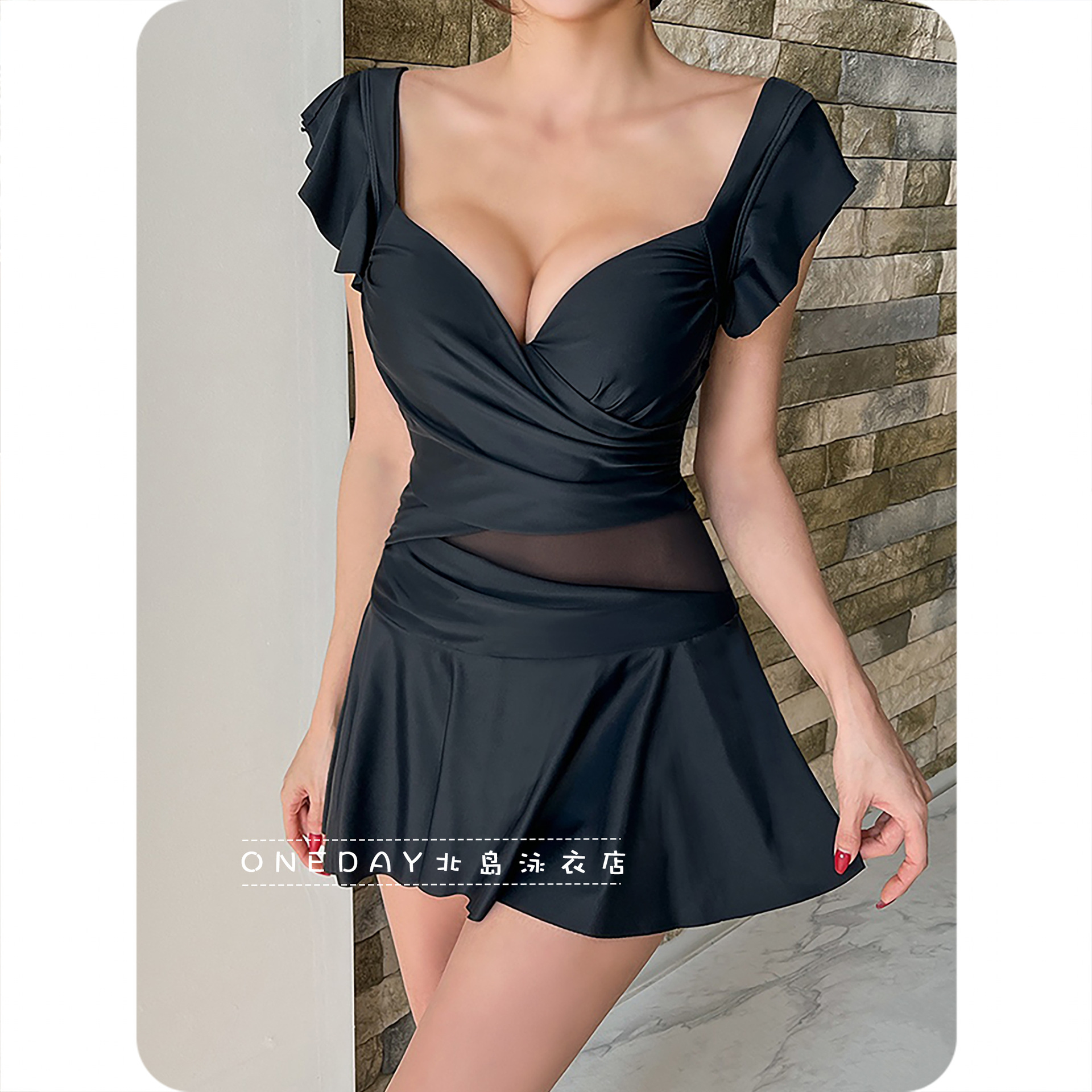 2024 new swimsuit women‘s onepiece belly covering slimming hot spring