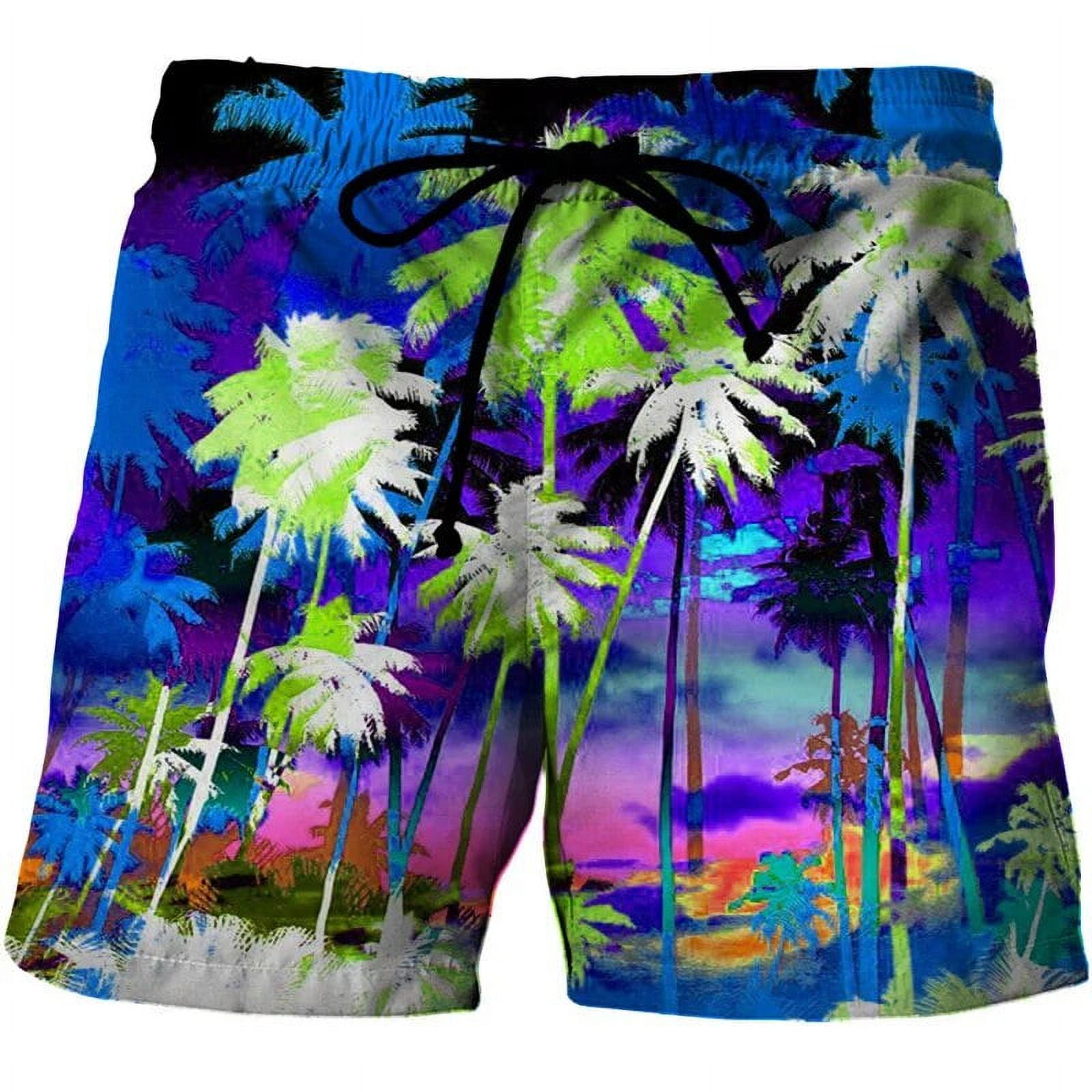 2024Fashion Coconut Palm Tree Graphic Beach Shorts For Men 3D Print Art ...
