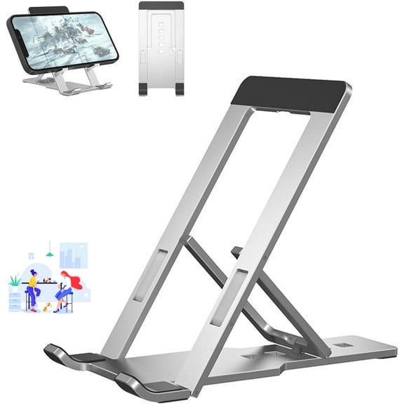 2024New Fashion Folding Bracket for Phone, Presencte Folding Bracket, Aluminum Alloy Foldable Phone Stand Adjustable Holder, Phone Stand for Desk with All Phones, Tablets (Silver)