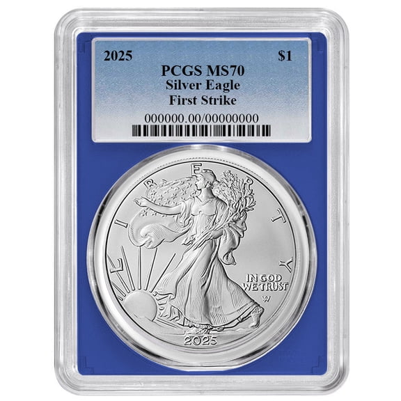 2025 $1 1-oz American Silver Eagle PCGS MS70 FS Blue Label Blue Frame