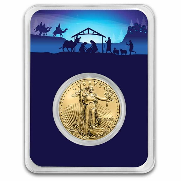 2025 1/2 oz American Gold Eagle - w/Starry Night Nativity Card