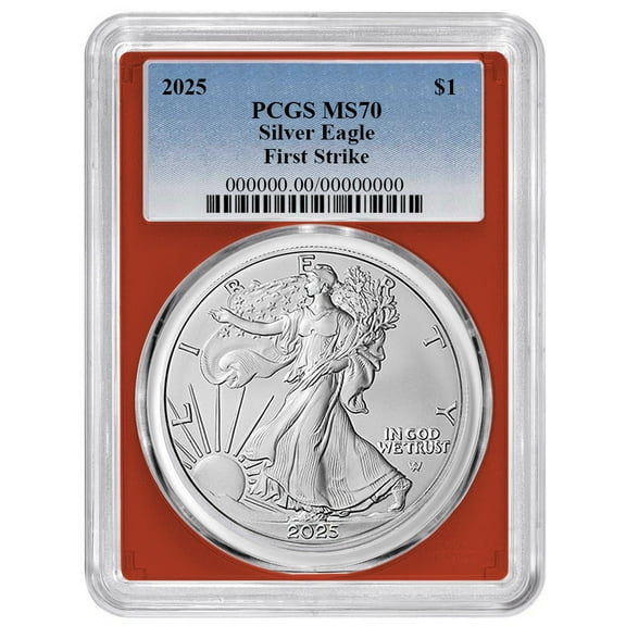 2025 $1 American Silver Eagle PCGS MS70 FS Blue Label Red Frame