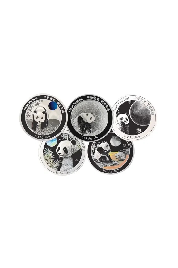 2025 1 Oz Silver Moon Festival Panda 5-Piece Legacy Proof Set 2020-2024 Designs