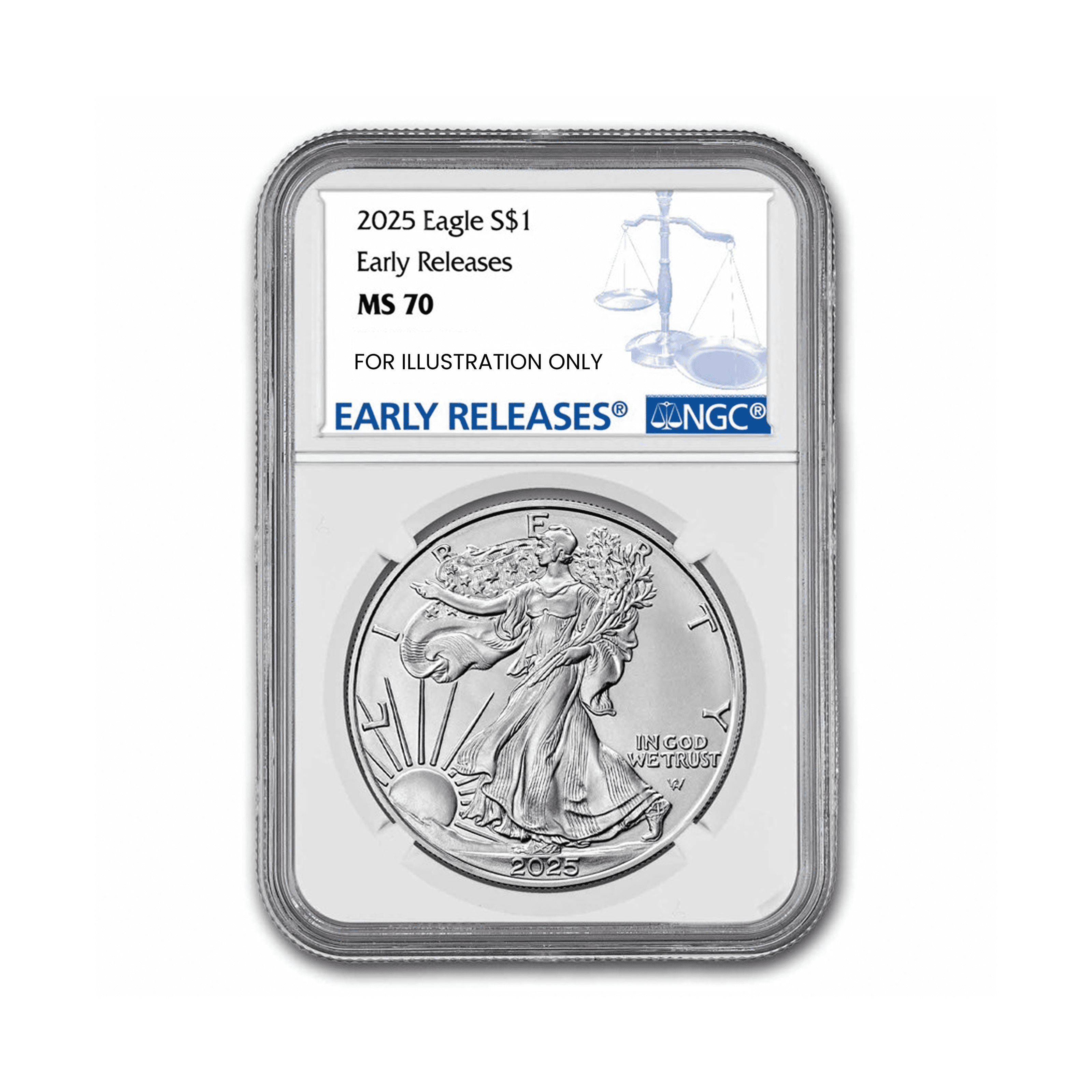 UNITED STATES MINT 2025 $1 U.S. Mint American Silver Eagle NGC MS70 Early Release - Perfect Condition Mint State Silver Dollar Collectible Coin