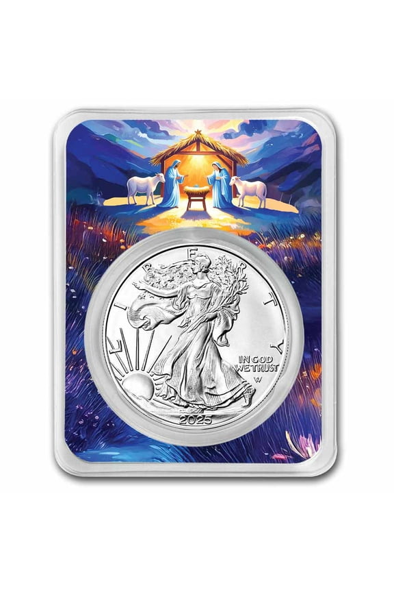2025 1 oz American Silver Eagle - w/Colorful Nativity Card