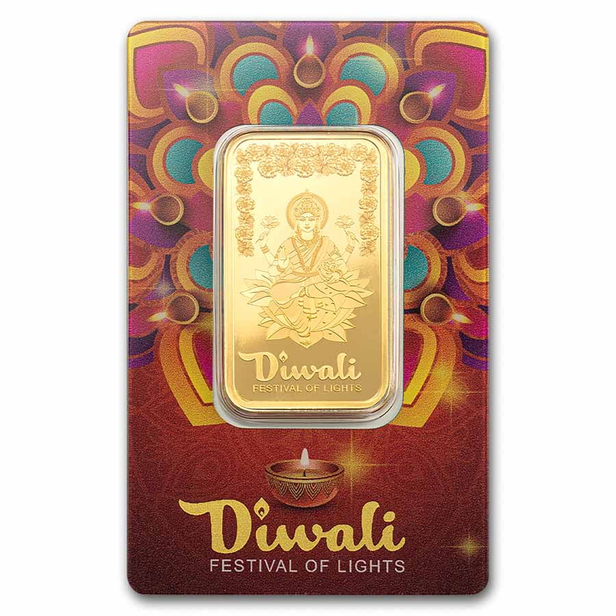 2025 1 oz Gold Bar - PAMP Suisse Diwali Lakshmi & Rangoli