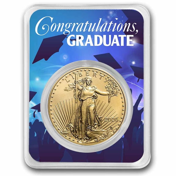 2026 1 oz Gold Eagle - w/Celebrate Graduate Card, In TEP