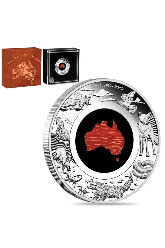 2025 1 oz Proof Silver Great Southern Land Snakeskin Jasper Coin Perth Mint