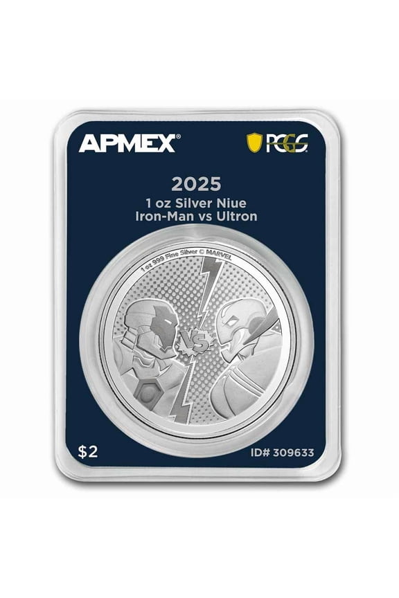 2025 1 oz Silver $2 Iron-Man vs Ultron (MD Premier + PCGS FS)