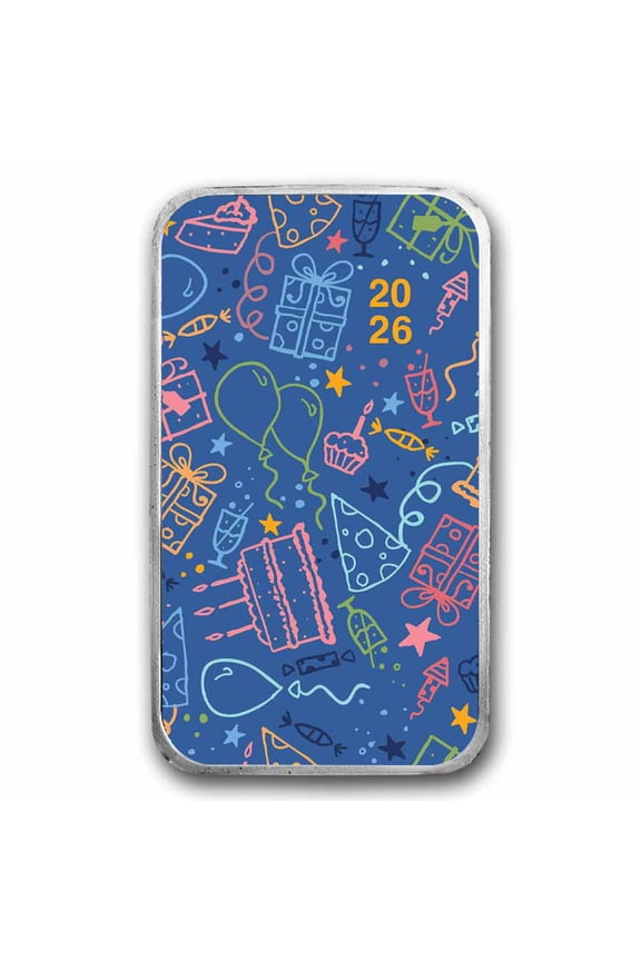 2026 1 oz Silver Colorized Bar - APMEX (Birthday Celebration)