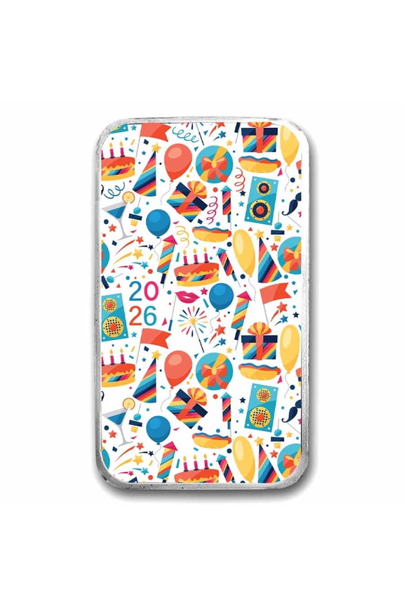 2026 1 oz Silver Colorized Bar - APMEX (Birthday Funfetti)