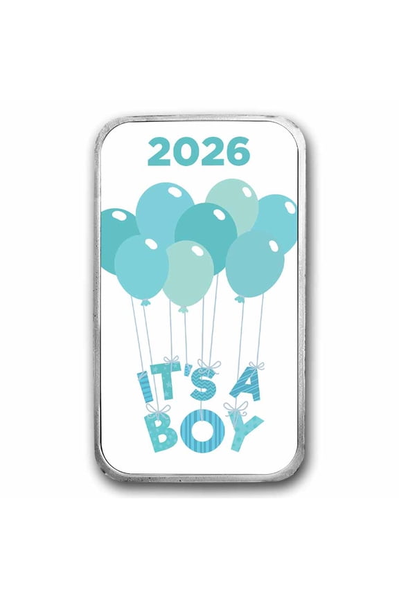 2026 1 oz Silver Colorized Bar - APMEX (It's A Boy, Balloons)