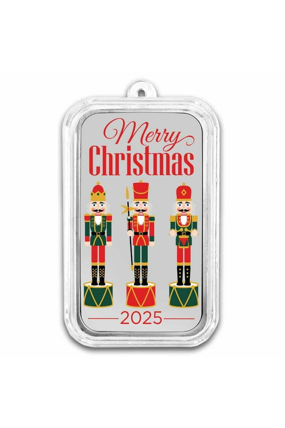 2025 1 oz Silver Colorized Bar - Merry Christmas Nutcrackers