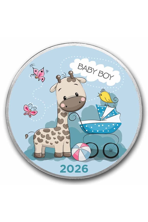 2026 1 oz Silver Colorized Round - APMEX (Baby Boy Giraffe)