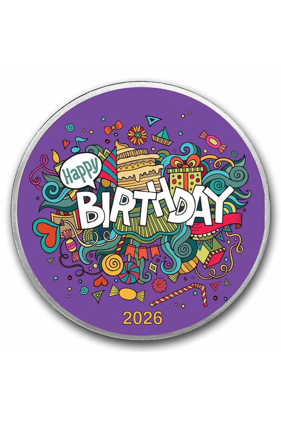 2026 1 oz Silver Colorized Round - APMEX (Birthday Celebration)