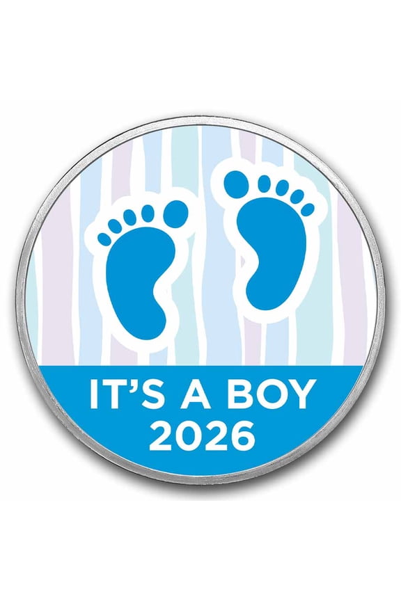 2026 1 oz Silver Colorized Round - APMEX (It's A Boy, Footprints)
