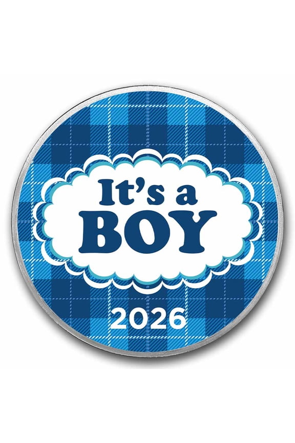 2026 1 oz Silver Colorized Round - APMEX (It's A Boy, Plaid)
