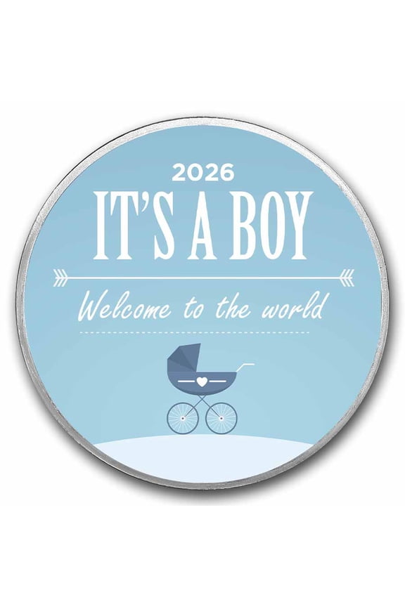 2026 1 oz Silver Colorized Round - APMEX (It's A Boy, Stroller)