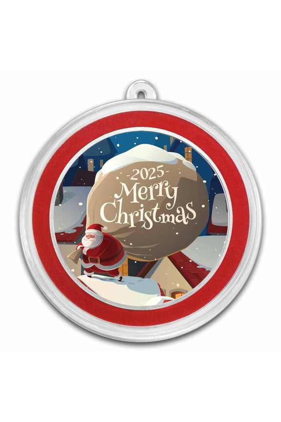 2025 1 oz Silver Colorized Round - Rooftop Santa