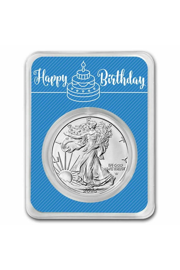 2026 1 oz Silver Eagle - w/Happy Birthday, Blue Card, In TEP