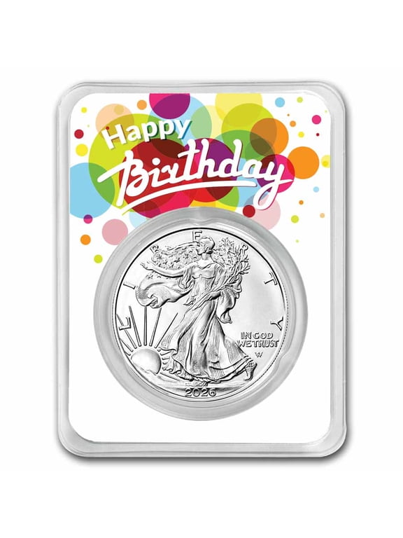 2026 1 oz Silver Eagle - w/Happy Birthday, White Card, In TEP