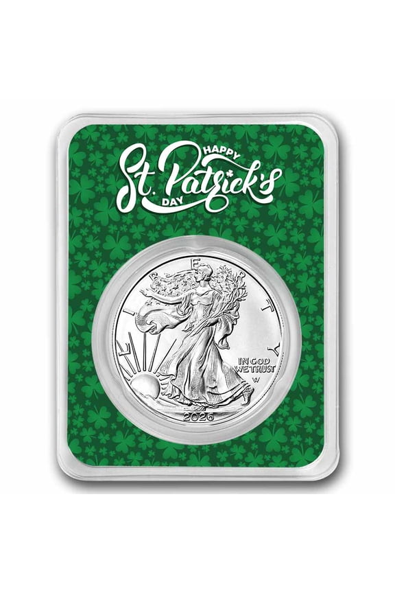 2026 1 oz Silver Eagle - w/Happy St. Patrick's Day Card, In TEP