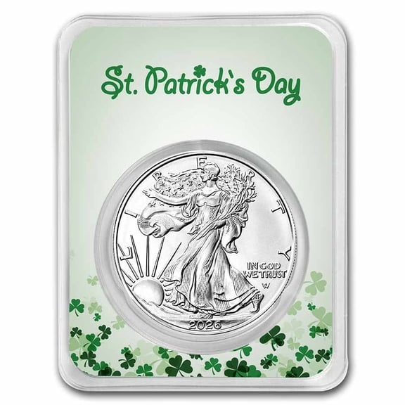 2026 1 oz Silver Eagle - w/St. Patrick's Day Card, In TEP
