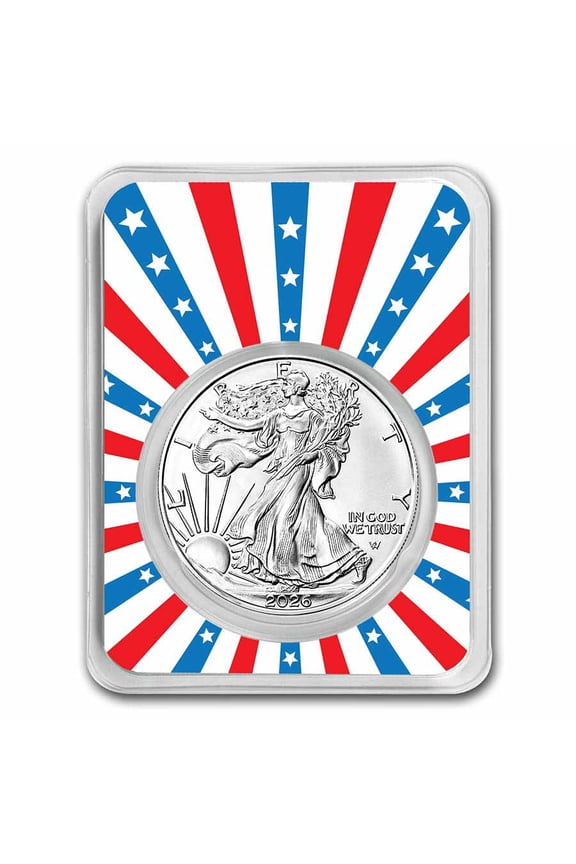 2026 1 oz Silver Eagle - w/Stars & Stripes Burst Card, In TEP