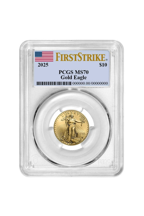 2025 $10 1/4-oz American Gold Eagle PCGS MS70 FS Flag Label