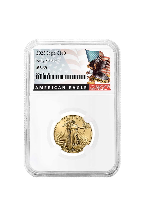 2025 $10 American Gold Eagle 1/4 oz NGC MS69 ER Black Label