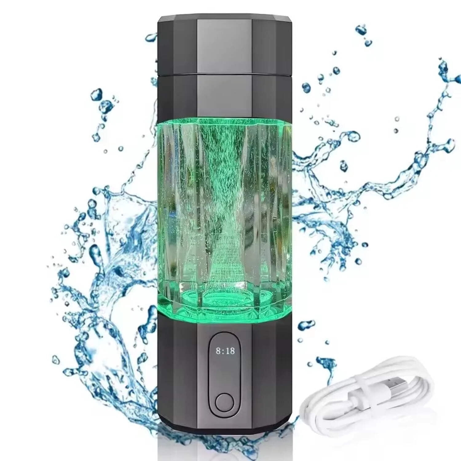 2025 10000PPB Hydrogen Water Bottle with Colorful Light  Valve