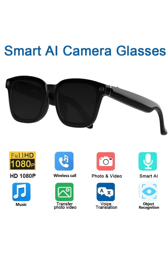 2025 1080P AI Smart Glasses | 2000W Pixel | Real-time Translation | Magnetic Charging