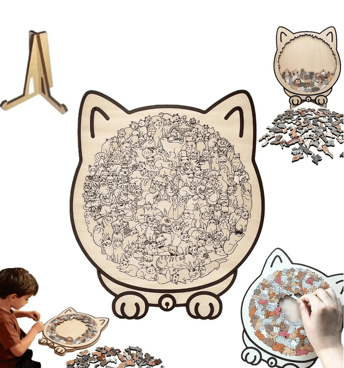 Puzzle en bois 500 pièces Chats de Noël - TREFL - Thème Animaux - Cadeau idéal pour les amateurs