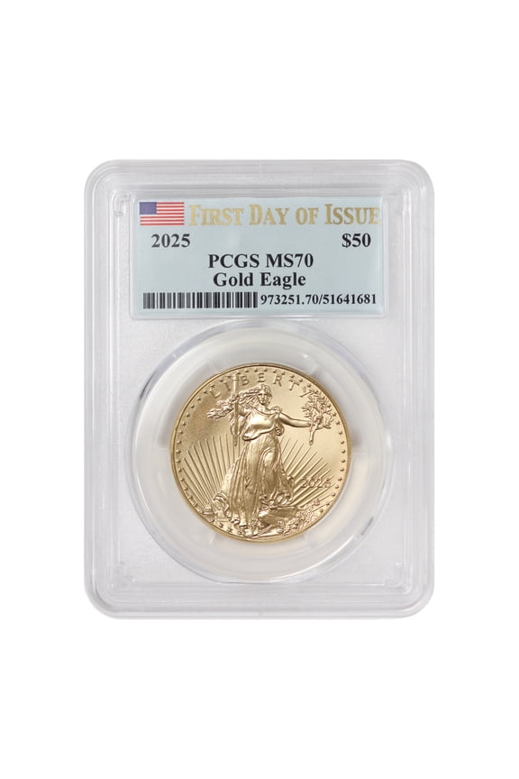 2025 1oz American Gold Eagle MS-70 First Day of Issue Flag Label $50 PCGS MS70