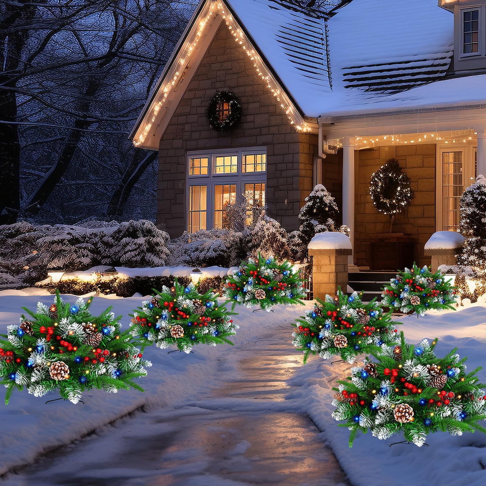2025 2 Pack Christmas Decorations Outdoor - 23.6" Pre-Lit Christmas