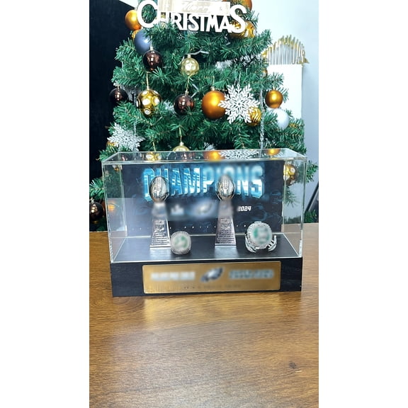 2025+2018 PHI World Sup Bo Rugby Championship Replica 2 Trophy+ 2 RingS with Display Case Trendy Accessory Durable Collectible Championship Gift For Christmas Halloween Gifts.