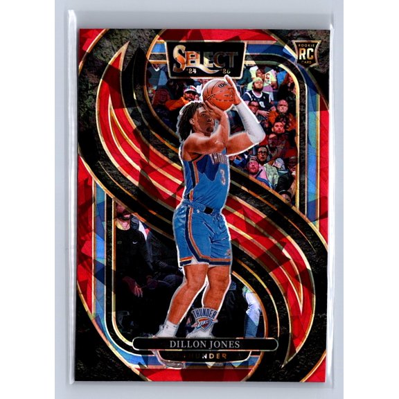 2024-25 Panini Select Dillon Jones #200 Red Cracked Ice RC Oklahoma City Thunder Basketball Card