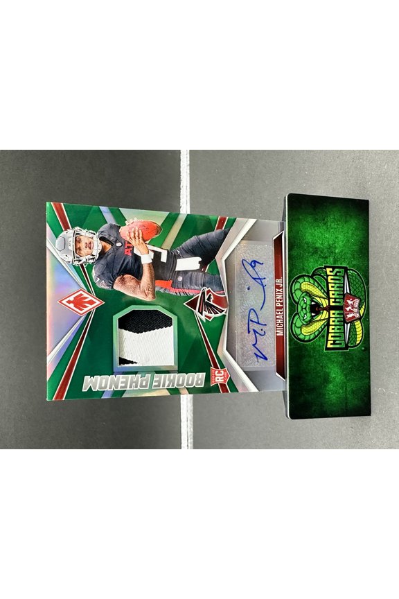 2024 Panini Phoenix Football Trading Card Rookie Phenom Michael Penix Jr. Autograph Patch RC /25 Atlanta Falcons