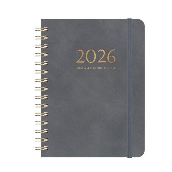 2025-2026 A5 Schedule Planner 8.46"x6.06", Spiral-Bound Faux Leather Cover Date Notebook, July 2025 to 2026 Time Management Planner with Notes Section