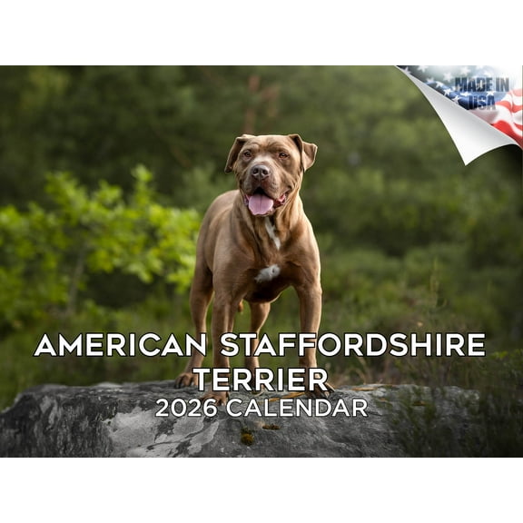 2025 2026 American Staffordshire Terrier Calendar - Dog Breed Monthly Wall Calendar - 12 x 18 Open - Thick No-Bleed Paper - Giftable - Made in USA