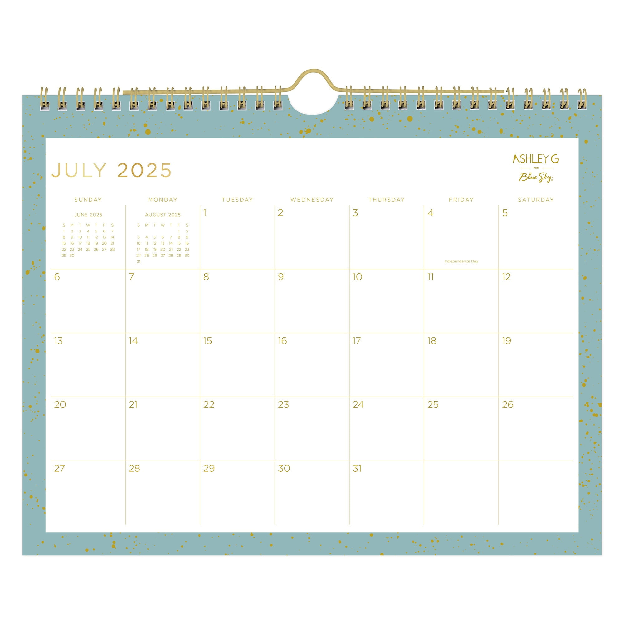 2025-2026 Blue Sky Monthly Wall Calendar, 8-3/4" x 11", Splatter Dot Jade, July 2025 To June 2026, 149045