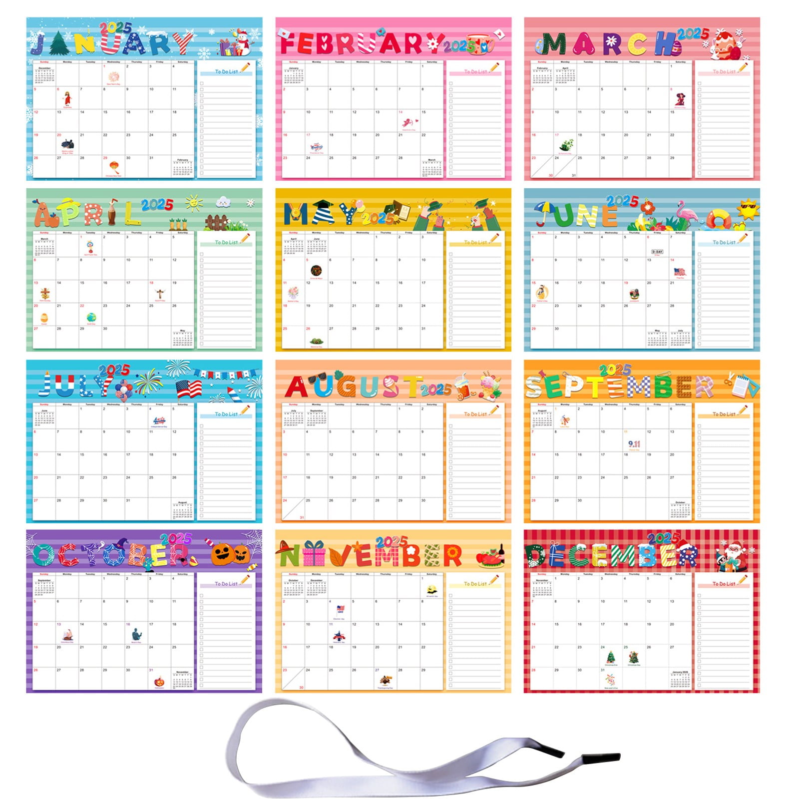 20252026 English Wall Calendar Schedule Planner with 18 Months ,Jan