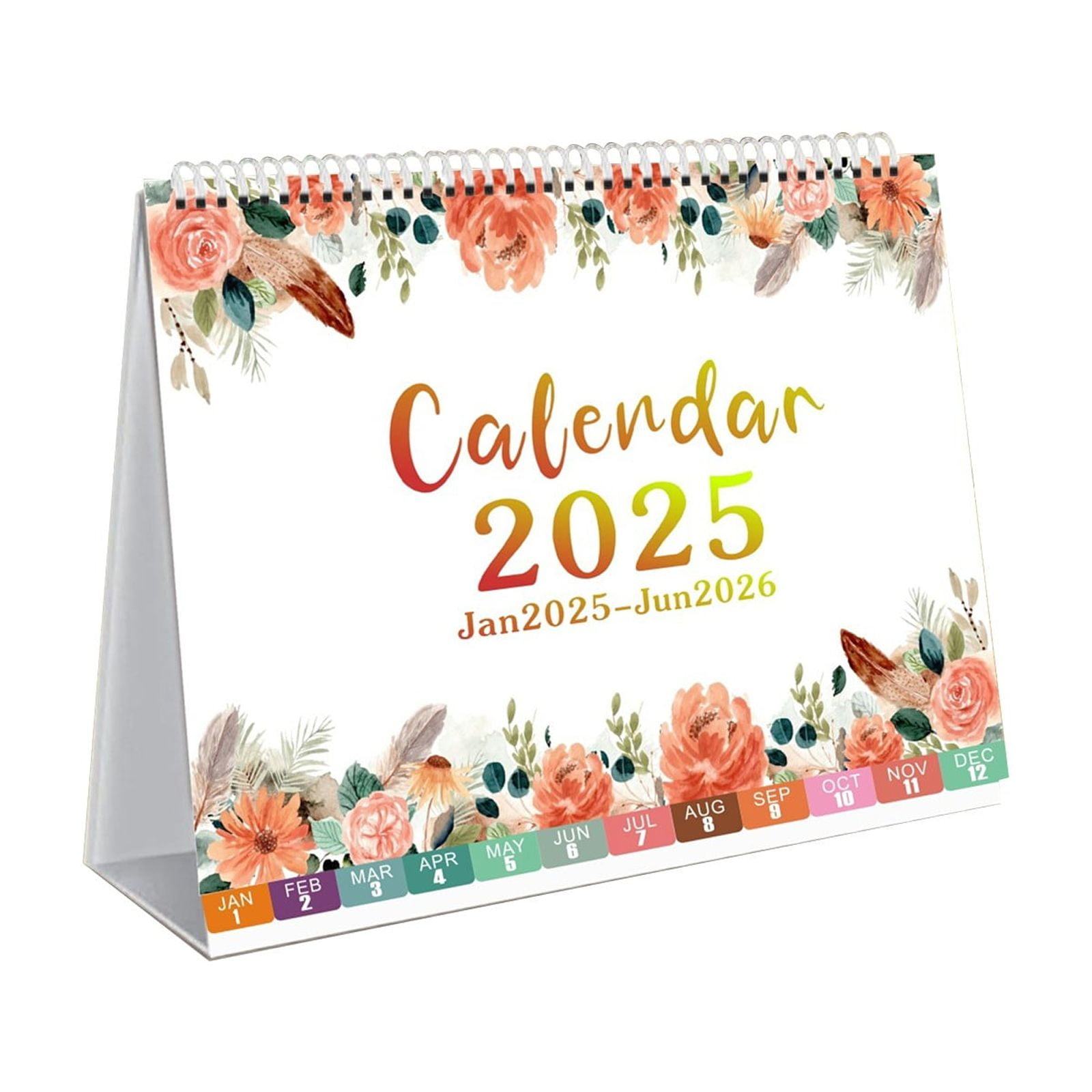 20252026 Floral Desktop Standing Calendar Horizontal Gold Coils