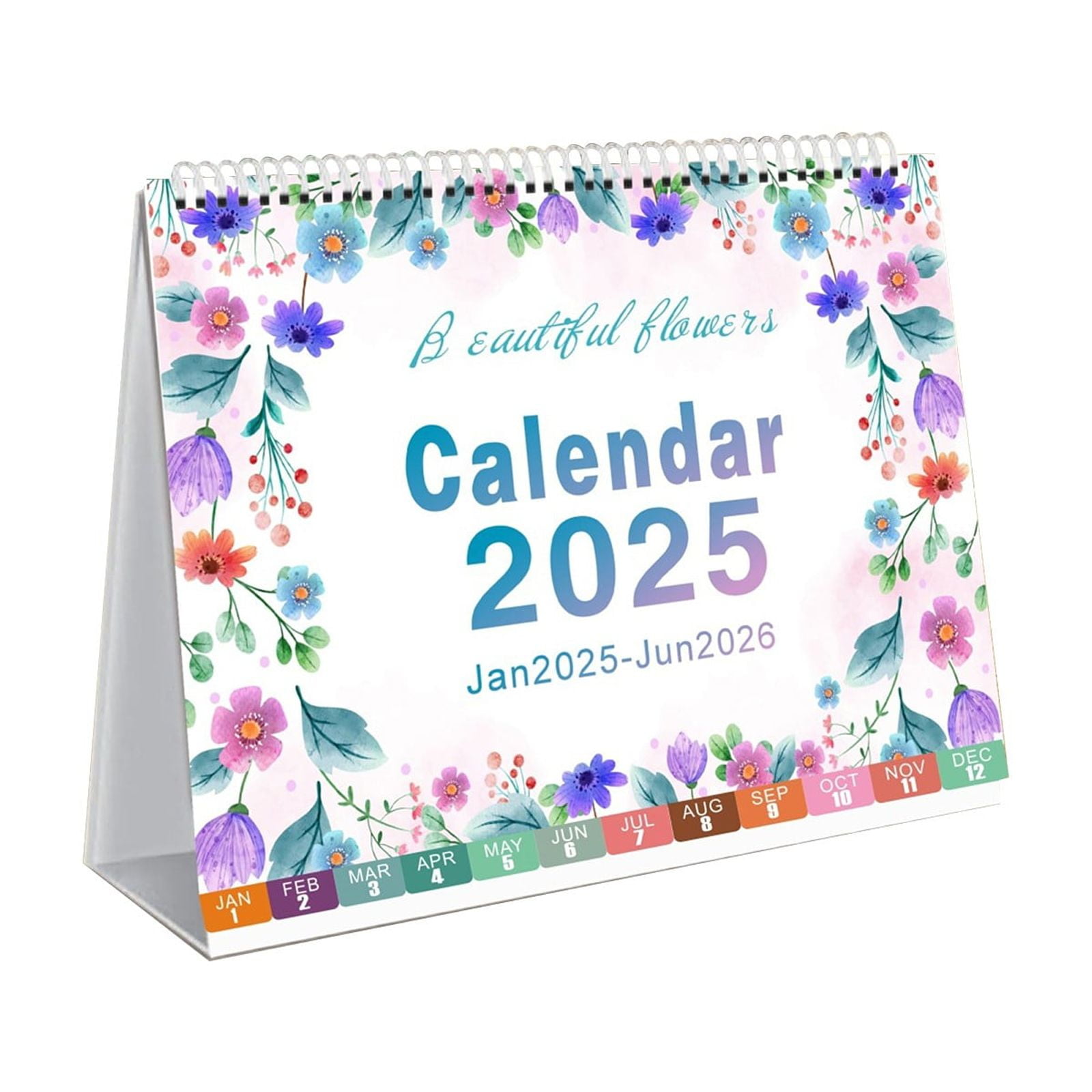 20252026 Floral Desktop Standing Calendar Horizontal Gold Coils