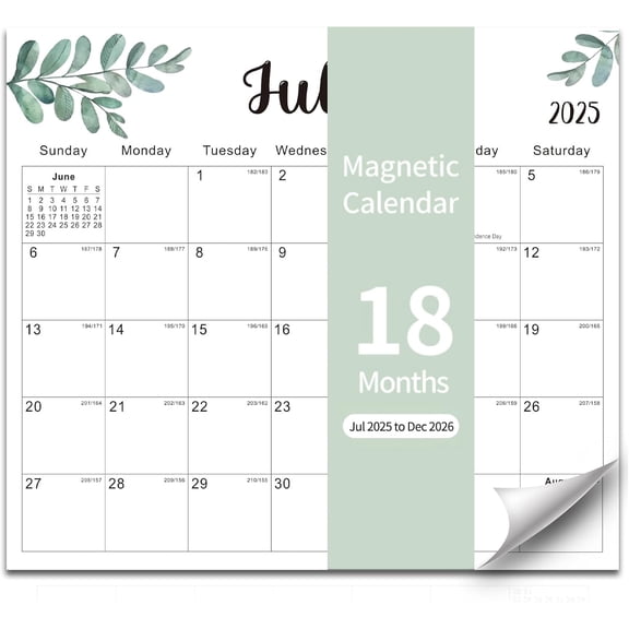 2025-2026 Fridge Calendar 18 Monthly Calendar for Refrigerator 2025-2026 Wall Calendar Planner Runs from July 2025 Until December 2026 Easy Organizing Markers Tearable (Nature)